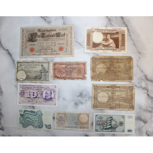 364 - A Selection Of Collectable Bank Notes Inc: German, Belgium, Italian Etc