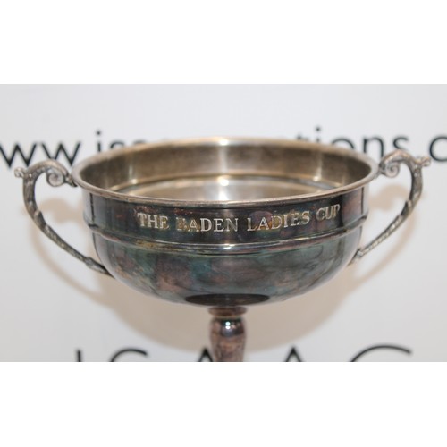 585 - Large The Baden Ladies Cup Trophy 1992-2014 Swatkins Silver Plated Made In England Height-24cm