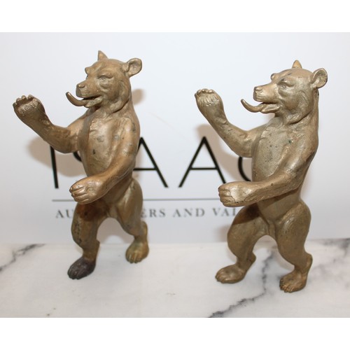 44 - Pair Of Heavy Guilted Brass Or Bronze Bears