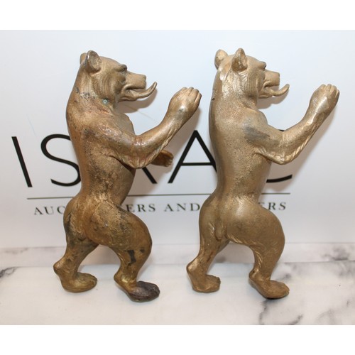 44 - Pair Of Heavy Guilted Brass Or Bronze Bears