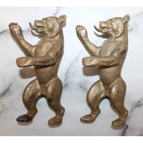 44 - Pair Of Heavy Guilted Brass Or Bronze Bears