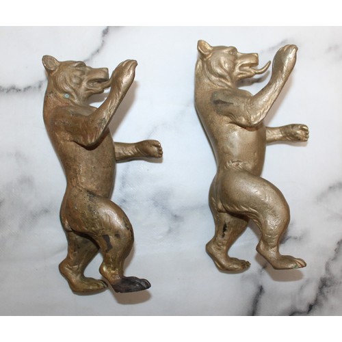 44 - Pair Of Heavy Guilted Brass Or Bronze Bears