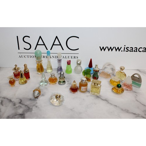 151 - A Selection Of Collectable Miniature Perfume Bottles Majority Contain Perfume Tallest:9.5cm