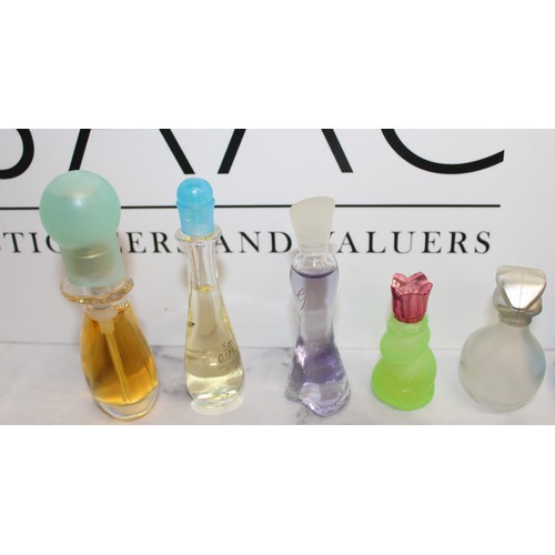 151 - A Selection Of Collectable Miniature Perfume Bottles Majority Contain Perfume Tallest:9.5cm