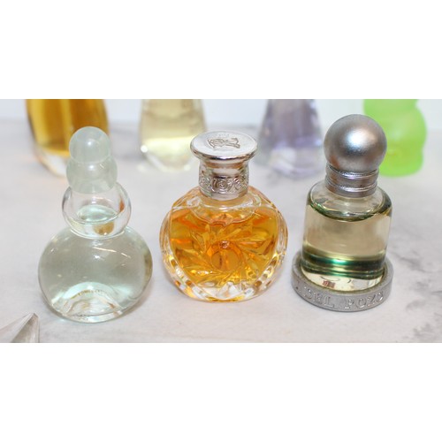 151 - A Selection Of Collectable Miniature Perfume Bottles Majority Contain Perfume Tallest:9.5cm