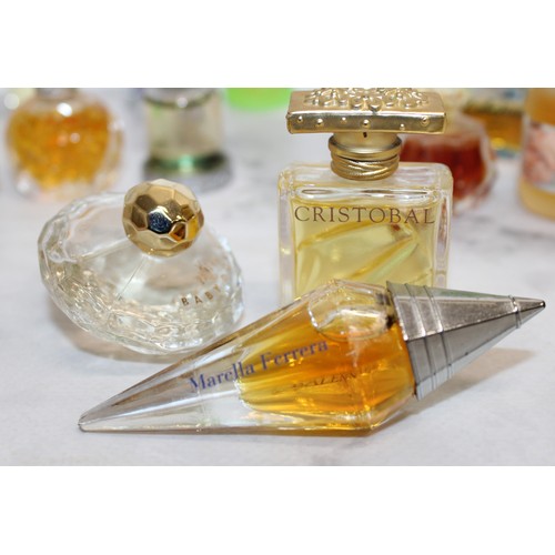 151 - A Selection Of Collectable Miniature Perfume Bottles Majority Contain Perfume Tallest:9.5cm