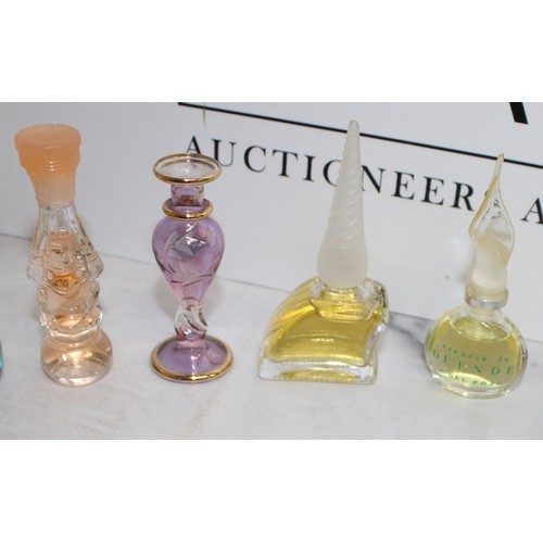 153 - A Selection Of Collectable Miniature Perfume Bottles Etc The Majority Contain Perfume Tallest:8.5cm