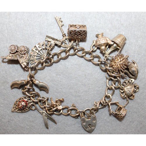 594 - Hallmarked Silver Charm Bracelet With Silver Charms