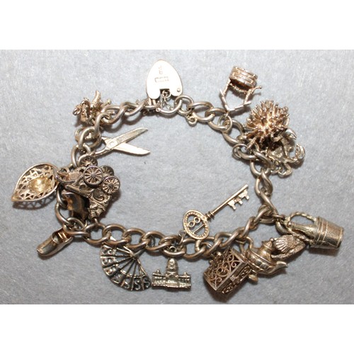 594 - Hallmarked Silver Charm Bracelet With Silver Charms