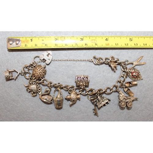 594 - Hallmarked Silver Charm Bracelet With Silver Charms