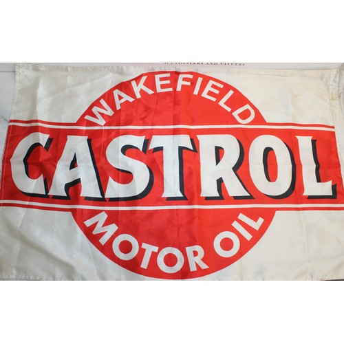 281 - A Double Sided Silk Advertising Flag For Wakefield Castrol Motor Oil 
Size 96cm x 58cm