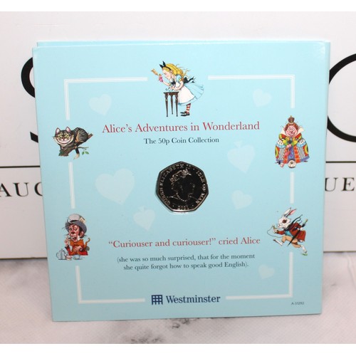 381 - 2021 Alice's Adventures In Wonderland Isle Of Man BU 50P Set Of 5