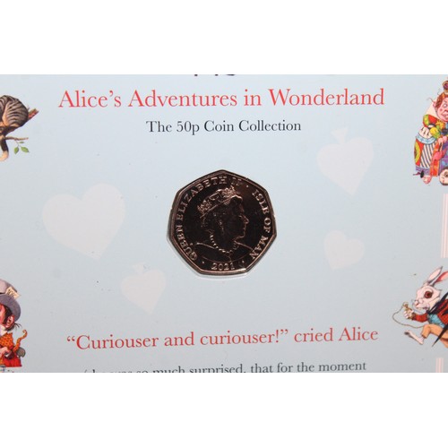 381 - 2021 Alice's Adventures In Wonderland Isle Of Man BU 50P Set Of 5