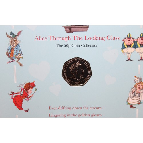 382 - 2021 Alice Through The Looking Glass Isle Of Man BU 50p Set 5 Coins