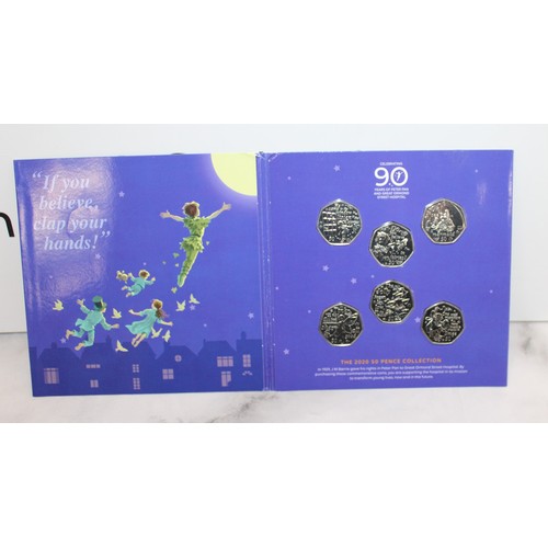 383 - 2020 The Peter Pan Isle Of Man 50 Pence BU Collection 6 Coin Set