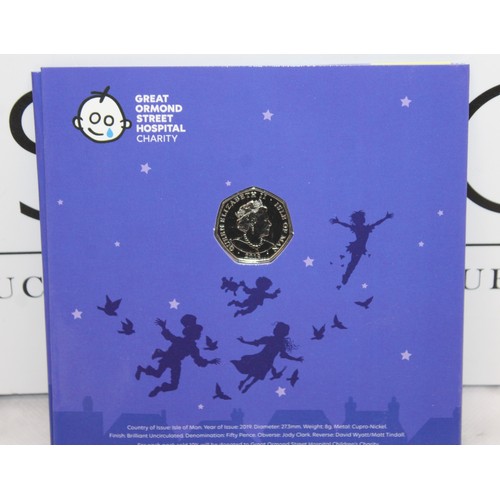 384 - 2019 The Peter Pan Isle Of Man 50 Pence BU Collection 6 Coin Set