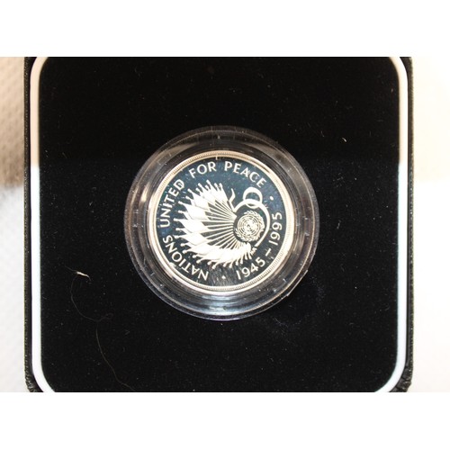 394 - Royal Mint Boxed 1995 £2 United Nations 50th Anniversary Silver Proof Coin & COA