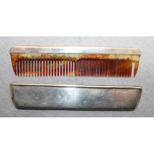 604 - Comb With Silver Hallmarked Edge & Case