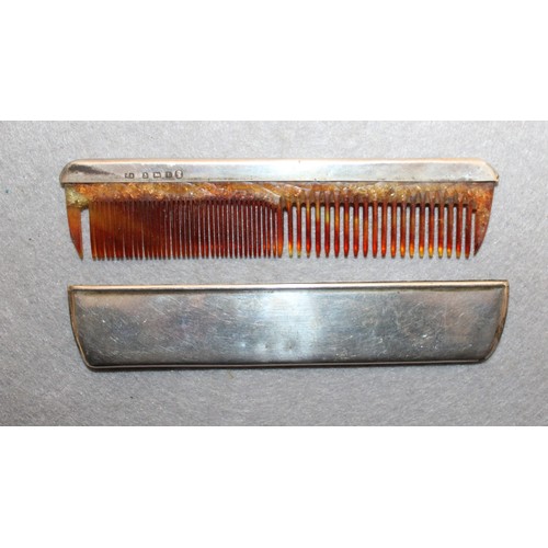 604 - Comb With Silver Hallmarked Edge & Case