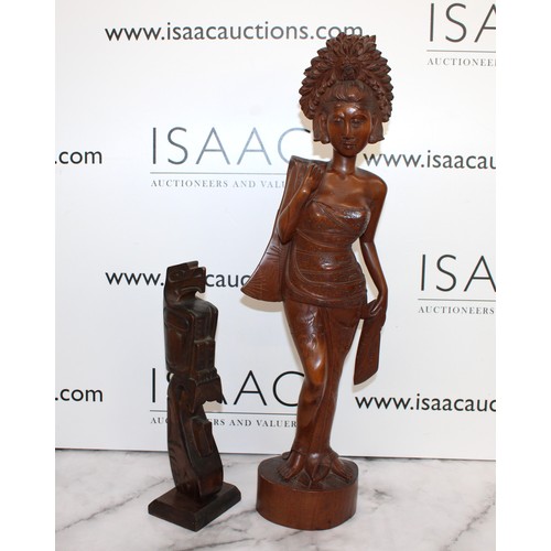 209 - 2 X Collectable Wooden FigurinesTallest:60cm