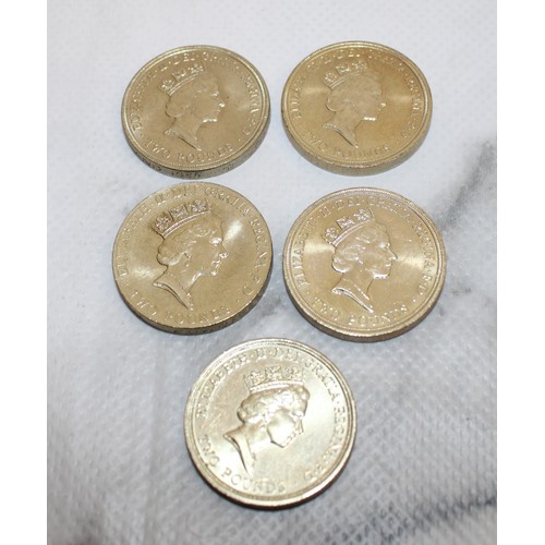 490 - 5 x Collectable Two Pound Coins