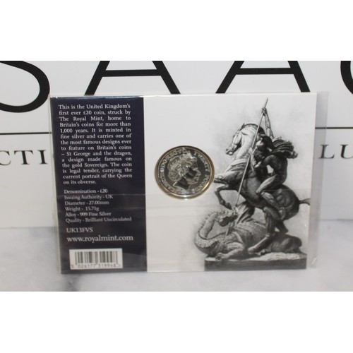 405 - The Royal Mint 2013 A Timeless First The George And The Dragon 2013 UK £20 Fine Silver Coin Sealed P... 