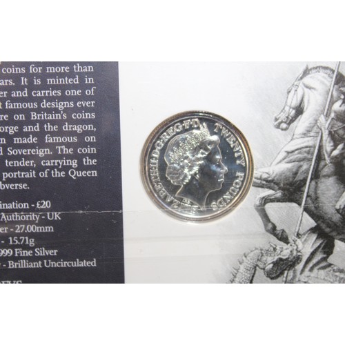 405 - The Royal Mint 2013 A Timeless First The George And The Dragon 2013 UK £20 Fine Silver Coin Sealed P... 