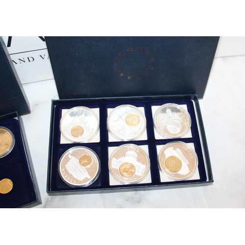 428 - 2 x Boxes Containing Statue Of Liberty History Coins/1991 Suomi Finland Coin/European Currencies Coi... 