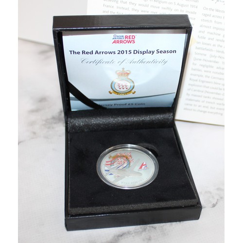 176 - 3 x Boxed Packed Commemorative Coins Inc- The Red Arrows 2015 Display Season/D-DAY 70th Anniversary/... 