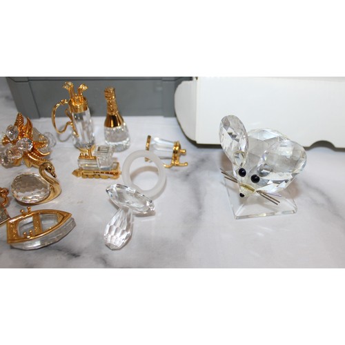 179 - Selection Of Swarovski Crystal Items Unboxed Various Conditions Inc-Empty Boxes/Containers/Plinth/Et... 