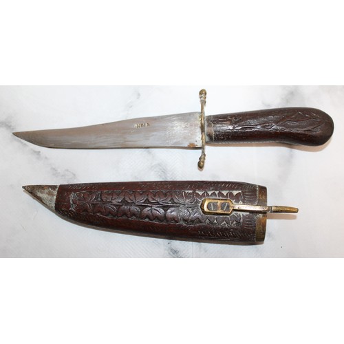 181 - A Cavalry Sword & A Indian Carved Wood Handle & Sheath Knife
ID To Be Seen On Collection Over 18 
CO... 