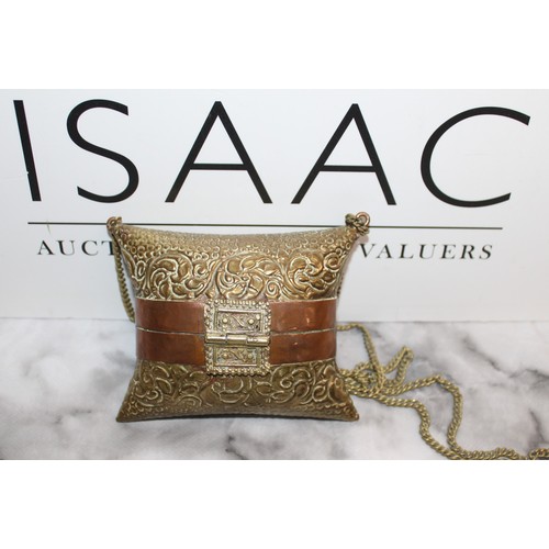 183 - Decorative Vintage Brass & Copper Pillow Purse