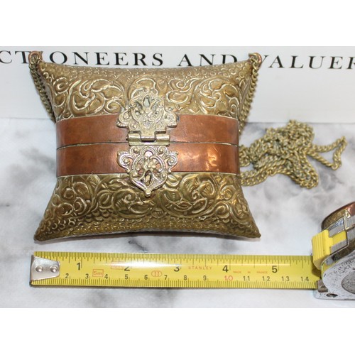 183 - Decorative Vintage Brass & Copper Pillow Purse