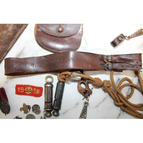 188 - Quantity Of Scout Equipment Who Belonged To Albert Goodall Inc-Badges/Whistles/Rope/Teapot/Knifes/Le... 