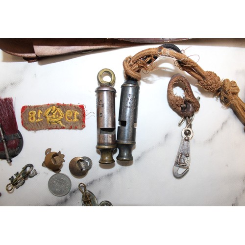 188 - Quantity Of Scout Equipment Who Belonged To Albert Goodall Inc-Badges/Whistles/Rope/Teapot/Knifes/Le... 