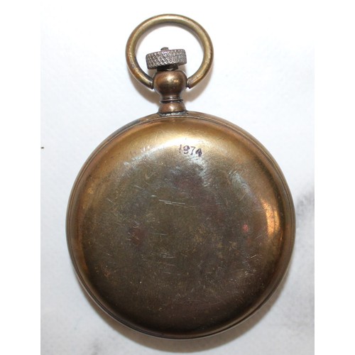 191 - Dated 1974 Brass Pocket Compass