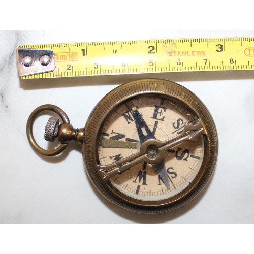 191 - Dated 1974 Brass Pocket Compass