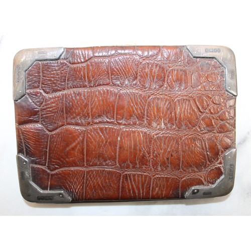 612 - Silver Mounted Leather Wallet Card Case