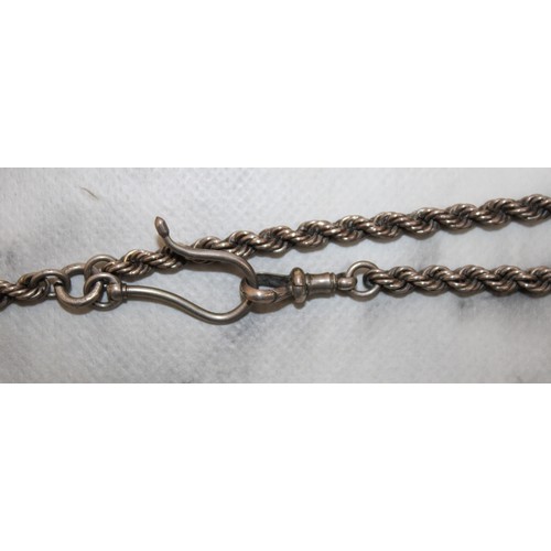 613 - Antique Decorative Silver Pocket Watch Chain Marking S.S