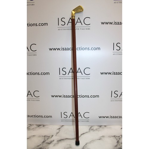 316 - Brass Topped (Golf Club) Walking Stick with Wine Tube Located inside Club - 91cm Long - Collection O... 