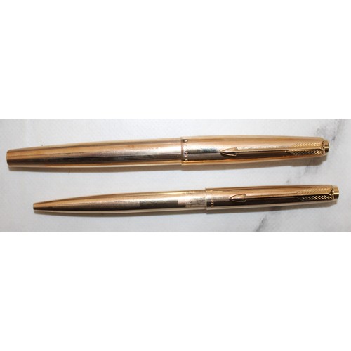 643 - Parker Boxed Pen Set - Fountain (14K 585 Nib) and Ballpoint (12ct RG)