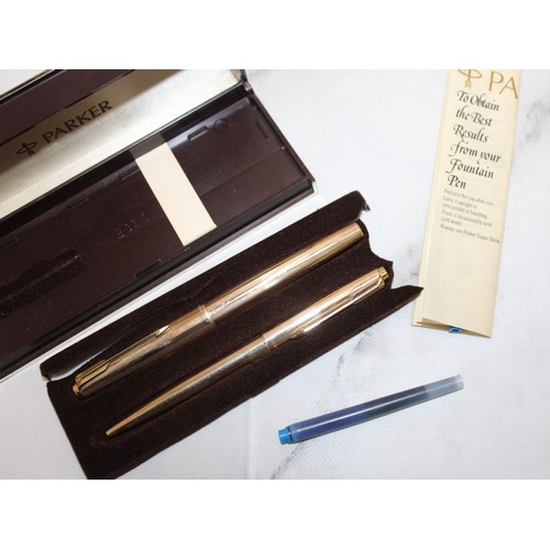 643 - Parker Boxed Pen Set - Fountain (14K 585 Nib) and Ballpoint (12ct RG)