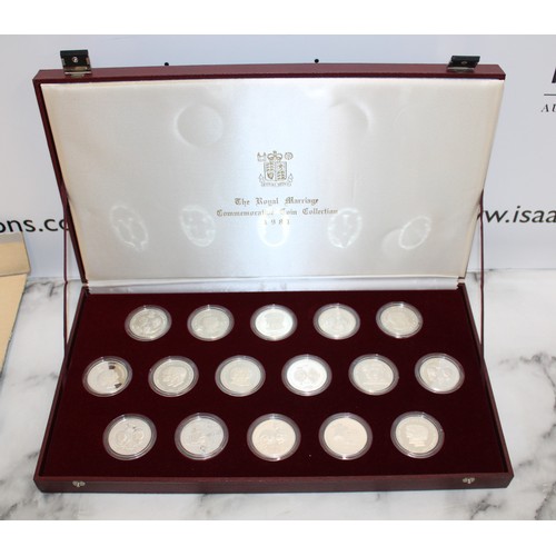 614 - 1981 Cased Royal Marriage Coin Collection ( 16 Silver Proof 1oz Coins)