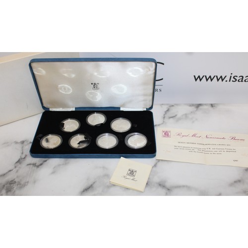 615 - Boxed Her Majesty Queen Elizabeth the Queen Mother 1980 80th Birthday Silver Proof Coin Set  - 7 Coi... 