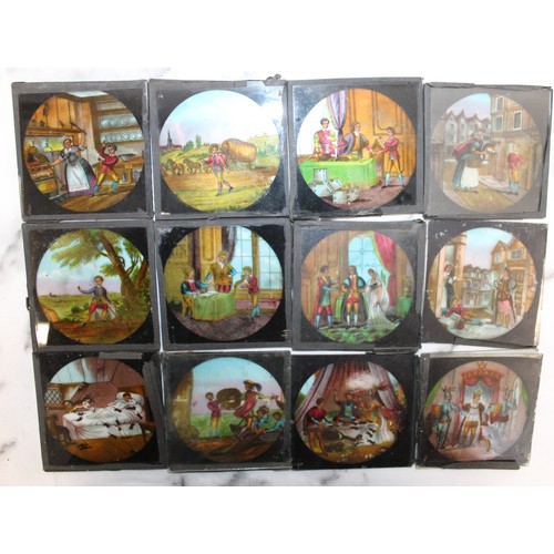 35 - Quantity Of Vintage Colored Lantern Slides Some Boxed Inc- Foolish Bird & Artful Hedgehog FULL SET/D... 