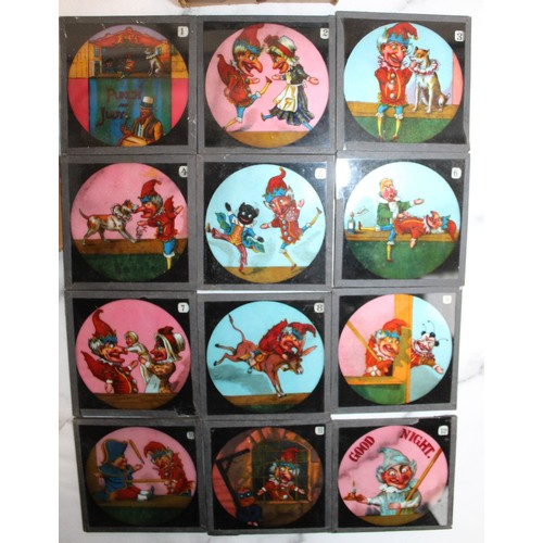 35 - Quantity Of Vintage Colored Lantern Slides Some Boxed Inc- Foolish Bird & Artful Hedgehog FULL SET/D... 