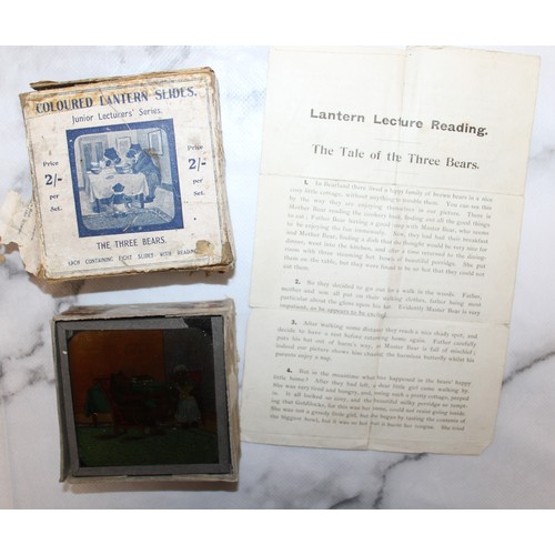 35 - Quantity Of Vintage Colored Lantern Slides Some Boxed Inc- Foolish Bird & Artful Hedgehog FULL SET/D... 