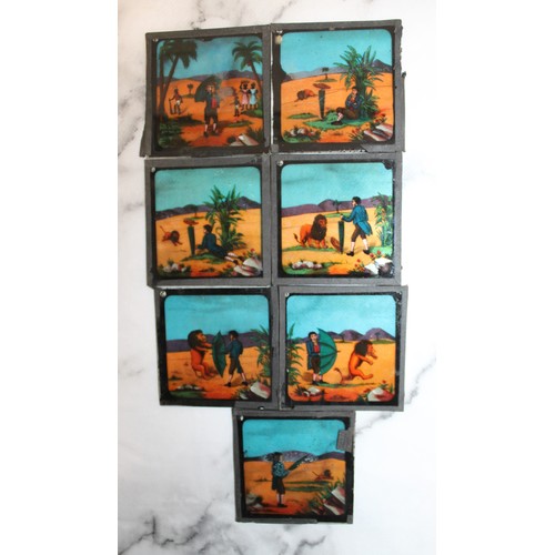 35 - Quantity Of Vintage Colored Lantern Slides Some Boxed Inc- Foolish Bird & Artful Hedgehog FULL SET/D... 