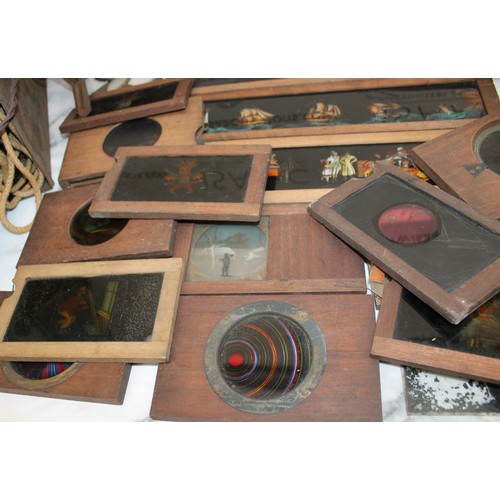 36 - Large Quantity Of Victorian Lantern Slides Various Conditions With Magic Lantern Projector Untested
... 