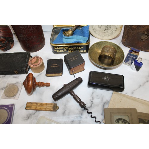 37 - Quantity Of Antique/Vintage Collectable Items Inc-
Coins/Bibles/Thumb Dictionary/Boot Buttons & Pot/... 